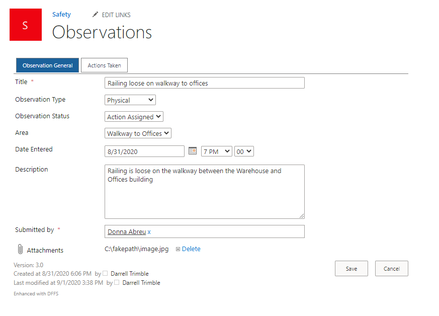 screenshot of SP Safety